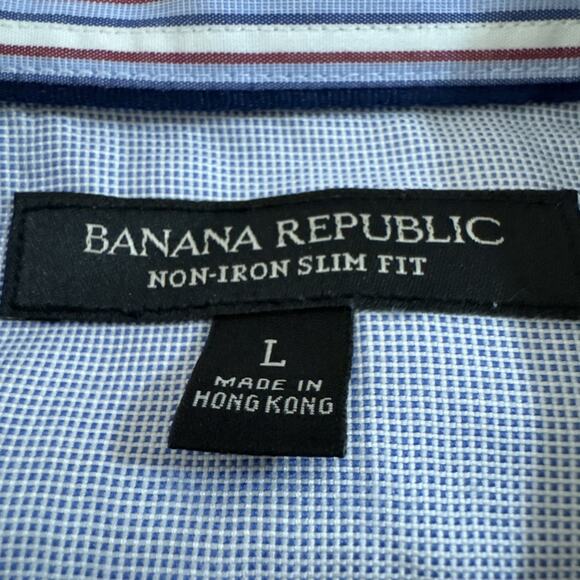 Mens Size L Banana Republic No Iron Tailored Blue Striped Button Up Shirt - Picture 4 of 8